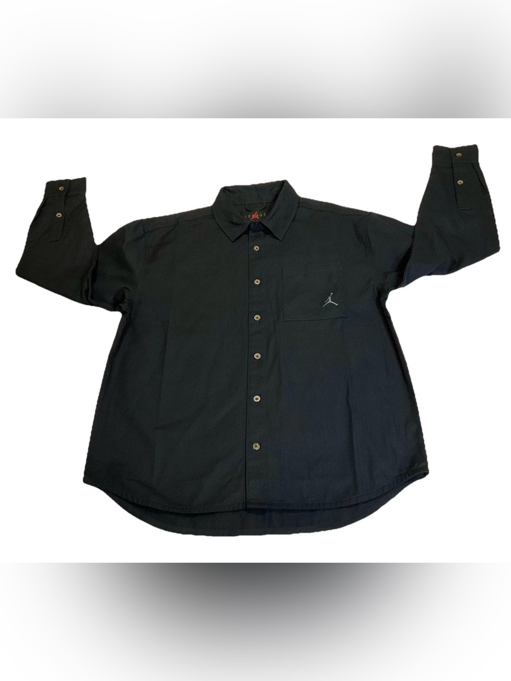 Nike Air Jordan Men's Essential Statement Button Down Shirt Long Sleeve M Black